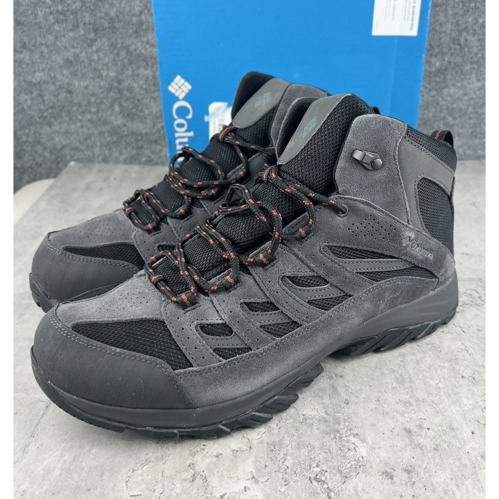 COLUMBIA CRESTWOOD MID WATERPROOF SIZE 14 Wide Men's- GRAPTHITE/DAREDEVIL